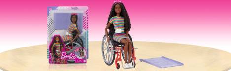 Barbie Fashionistas Doll 166 with Wheelchair & Crimped Brunette Hair